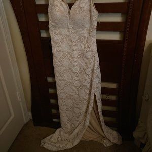 White Lace Dress with Slit